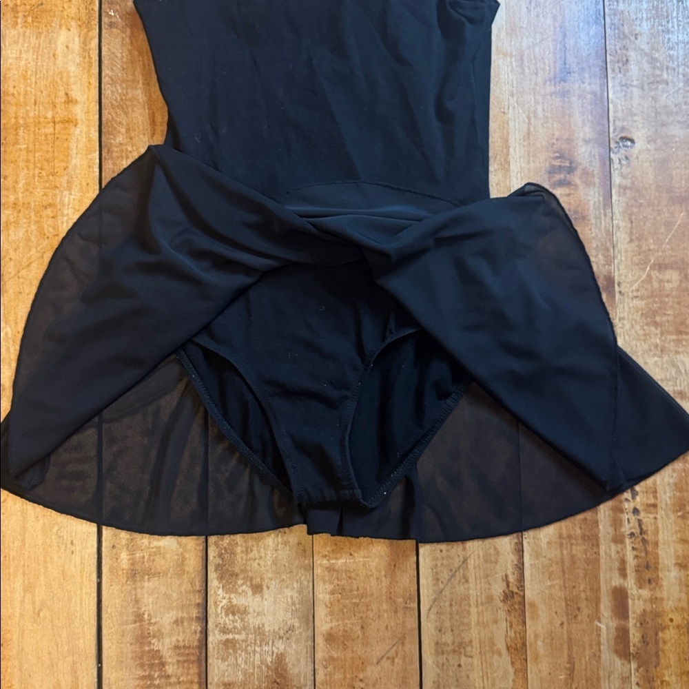 Dance Leotard Black size 8 skirt cotton ballet tap jazz - Picture 4 of 8